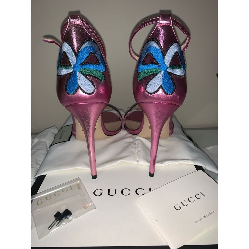 SOLD!!✨Gucci Pink Ophelia Embroidered Sandals - Picture 4 of 8